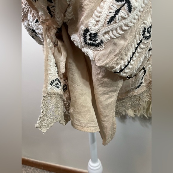 Anthropologie Maeve Beige Embroidered Lace Slip Midi Dress S spaghetti straps - Picture 10 of 11